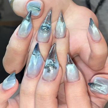 HexClaw | ocean blue nails,icy lava metallic nails,acrylic nails,dragon gloves,werewolf nails,claw,armor,nails press on,claw press on nails,acrylic press on nails,