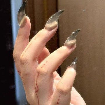 HexClaw | dark gray ombre nails,claw press on nails,acrylic press on nails,nails press on,armor,claw,werewolf nail