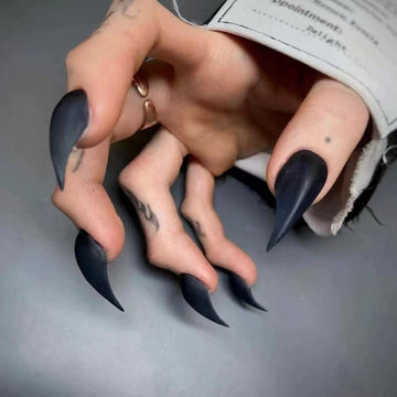HexClaw | matte solid black nails,claw press on nails,acrylic nails, werewolf nails,claw,armor,press on nails
