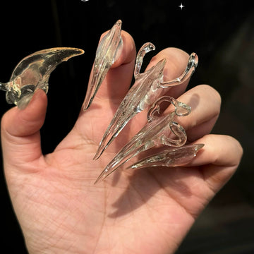 HexClaw | black and white transparent nails,dragon nails,acrylic press on nails,claw press on nails,werewolf nails,press on nails,claw,armor,gothic nails,Y2K nails,extra long nails