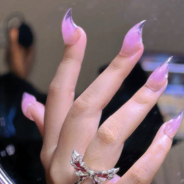 HexClaw | pink and purple transparent nails,acrylic nails,claw nails,press on nails,armor,claw,werewolf nails,dragon nails,cat claw press on nails,Y2K nails