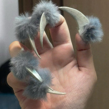 HexClaw | fluffy 3D nails,wolf gray nails,Y2K nails,claw press on nails,acrylic press on nails,nails press on,armor,dragon nails,claw,werewolf nail