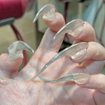 HexClaw | silver transparent metallic nails,dragon nails,acrylic press on nails,claw press on nails,werewolf nails,press on nails,claw,armor,sharp nails