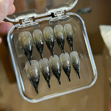 HexClaw | black and gold nails,dragon nails,press on claw nails,nails press on,armor,claw,acrylic nails,werewolf nails