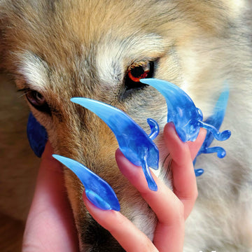 HexClaw | blue gradient nails,3D Nails,claw press on nails,dragon nails,acrylic nails,werewolf nails,claw,armor,press on nails,gothic nails,Y2K nails, extra long nails