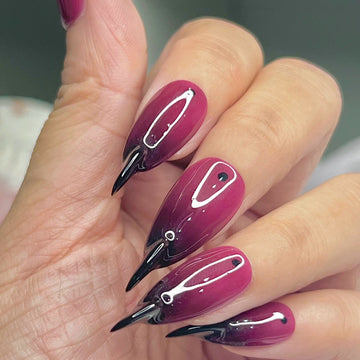 HexClaw | berry plum,black gradient dragon fruit color,dragon nails,acrylic press on nails,claw press on nails,werewolf nails,press on nails,claw,armor,vampire fangs