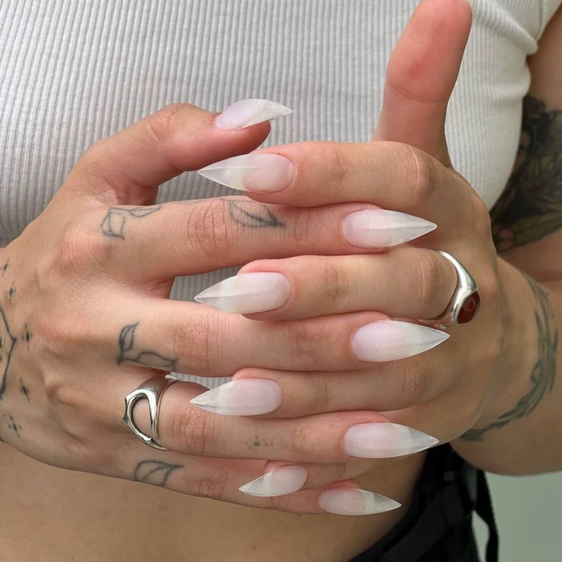 HexClaw | white matte nails,dragon nails,claw nails,acrylic nails,short press on nails,sharp nails,claw press on nails