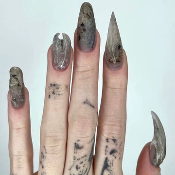 HexClaw | slate gray nails，rock texture nails，acrylic nails，dragon gloves，cat nails，werewolf nails，claw press on nails，press on nails，claw，armor，gothic nails