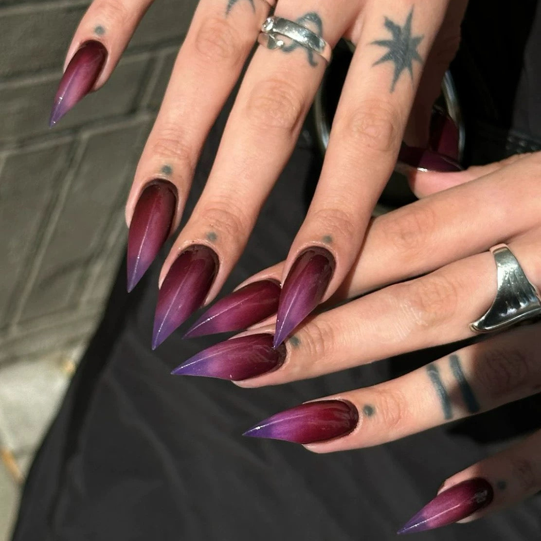 HexClaw | purple press on nails,glossy gradient nails,3D press on claw nails,dragon nails,claw gloves,elegant press on nails,acrylic nails