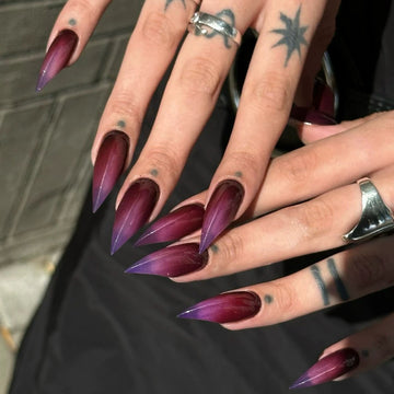 HexClaw | purple press on nails,glossy gradient nails,3D press on claw nails,dragon nails,claw gloves,elegant press on nails,acrylic nails
