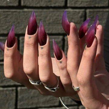 HexClaw | purple press on nails,glossy gradient nails,3D press on claw nails,dragon nails,claw gloves,elegant press on nails,acrylic nails