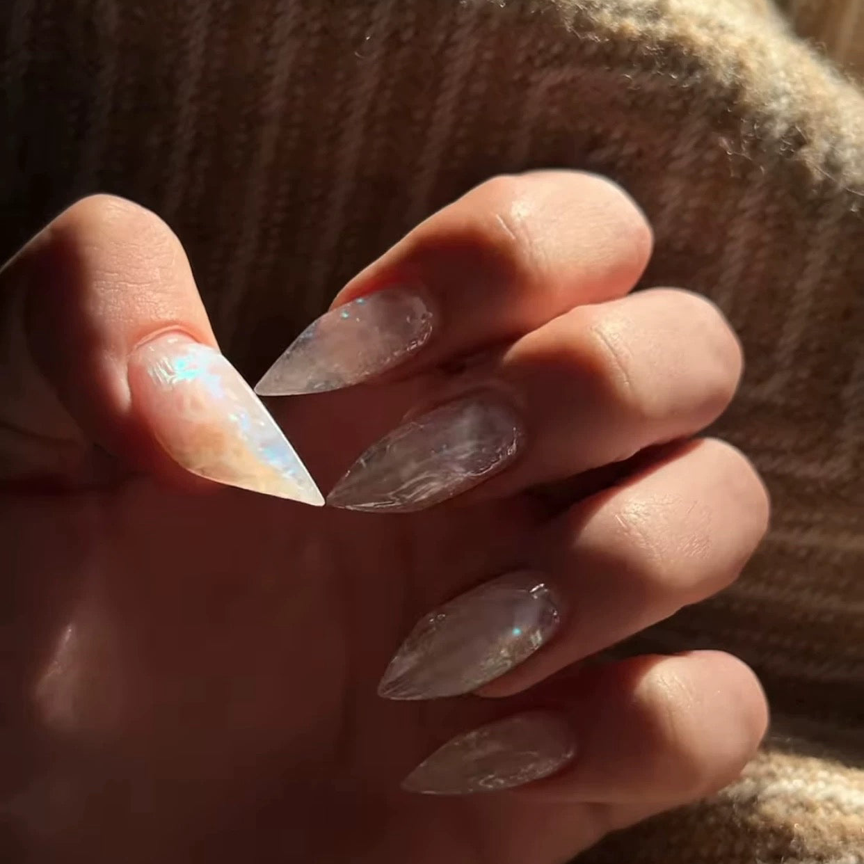 HexClaw | transparent glass nails，iridescent nails，pink nails,dragon nails ,werewolf nails,acrylic press on nails,claw press on nails,nails press on,armor,claw,kawaii nails,