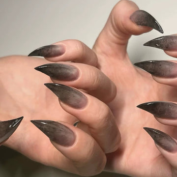 HexClaw | gray-black nails,rock particle nails,transparent gradient nails,werewolf press on nails,dragon gloves,claw nails,acrylic press on nails,press on nails,armor,clawgothic nails,talon nails