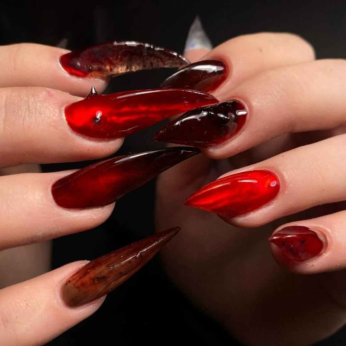 HexClaw | metallic brown nails,blood cat eye nails,dragon armor,werewolf nails,acrylic nails,claw press on nails,press on nails,armor,claw,vampire fangs,sharp nails