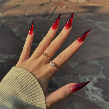 HexClaw | rose black and red nails，blood red ombre nails，dragon nails，werewolf nails，claw nail，press on nails，claw，armorlong nails
