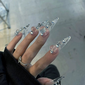 HexClaw | clear nails,glass bubble ball decorated nails,nails with rhinestones,werewolf press on nails,dragon armor,claw,armor,nails press on,claw press on nails,acrylic nails,kawaii nails