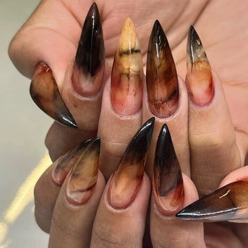 HexClaw | amber nails,ombre nails,acrylic press on nails,dragon nails,werewolf nails,claw,armor,press on nail,claw press on nails,goth nails