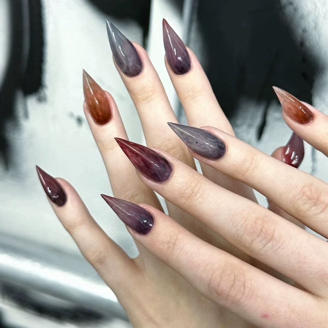 HexClaw | glass nails，gradient flame nails，werewolf press on nails，acrylic press on nails，claw press on nails，press on nails，armor，clawanime nails