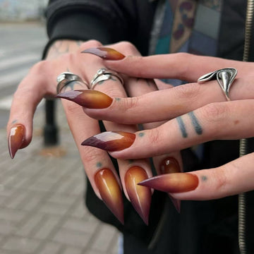 HexClaw | orange ombre nails, werewolf nails，acrylic press on nails，claw press on nails，nails press on，armor，claw