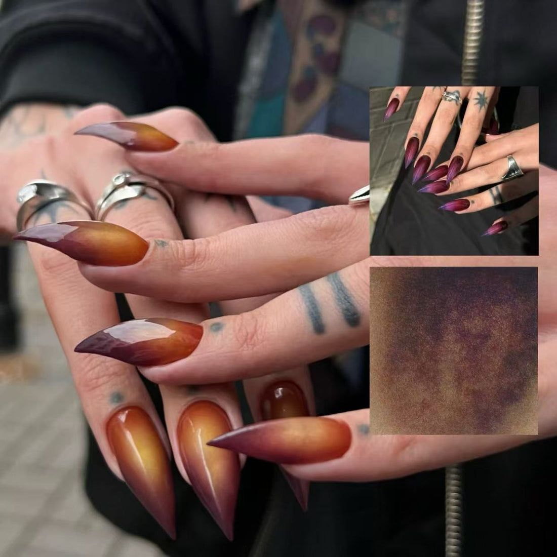 HexClaw | orange ombre nails, werewolf nails，acrylic press on nails，claw press on nails，nails press on，armor，claw
