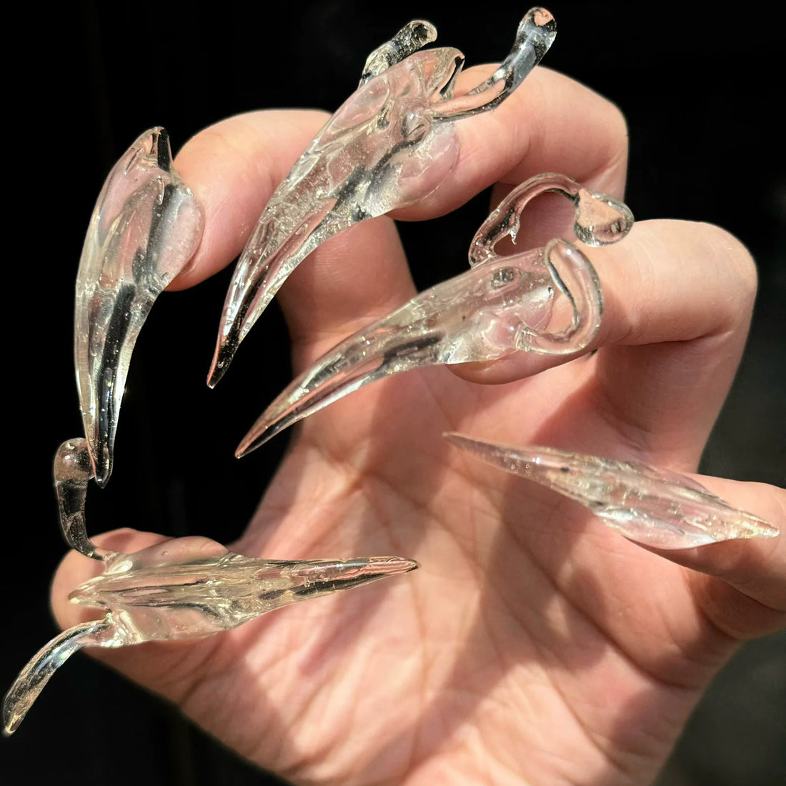 HexClaw | black and white transparent nails，dragon nails，acrylic press on nails，claw press on nails，werewolf nails，press on nails，claw，armor，gothic nails，Y2K nails，extra long nails
