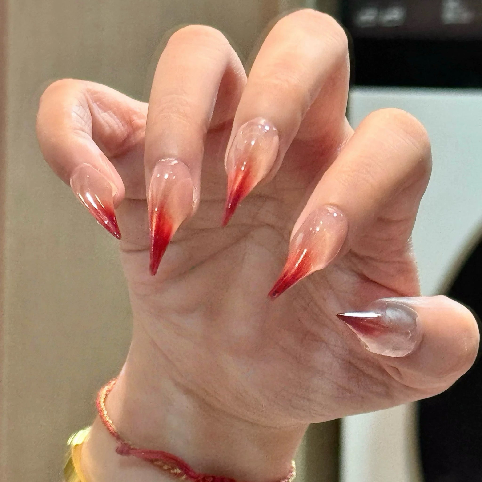 HexClaw | burgundy nails，werewolf nails，acrylic press on nails，claw press on nails，nails press on，armor，claw，dragon nails