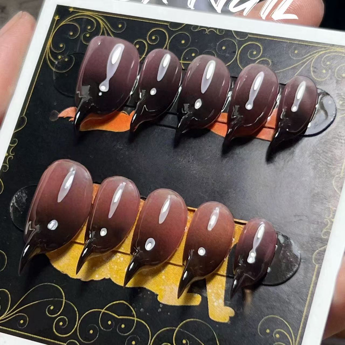 HexClaw | purple pink gradient nails，claw press on nails，acrylic press on nails，nails press on，armor，dragon nails，claw，werewolf nail，gothic nails，Y2K nails