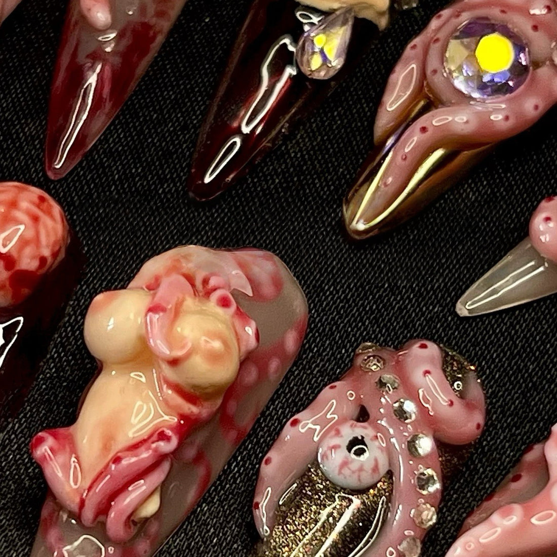 HexClaw | dragon nails，acrylic press on nails，claw press on nails，werewolf nails，press on nails，claw，armor，gothic nails，Y2K nails，