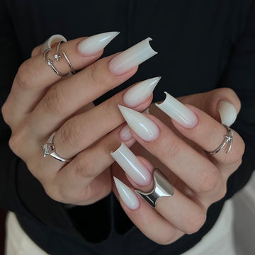 HexClaw | White dragon claw nails, acrylic press on nails, claw press on nails, Y2k nails, elegant nails, claw gloves, halloween nails