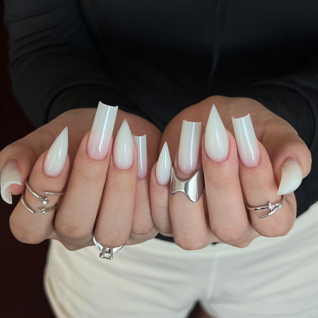 HexClaw | White dragon claw nails, acrylic press on nails, claw press on nails, Y2k nails, elegant nails, claw gloves, halloween nails