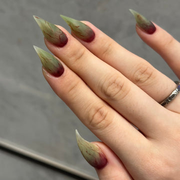 HexClaw | Bruised claw nails, blue-purple gradient bruised nails, acrylic press on nails, claw press on nails, cosplay nails, pain-inspired nails, claw gloves, halloween nails