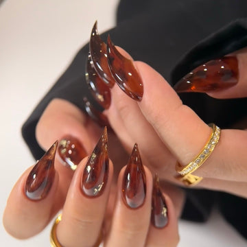 HexClaw | Translucent amber leopard print dragon claw nails, sharp claws, claw press on nails, acrylic nails, gothic nails, halloween claw nails, claw gloves