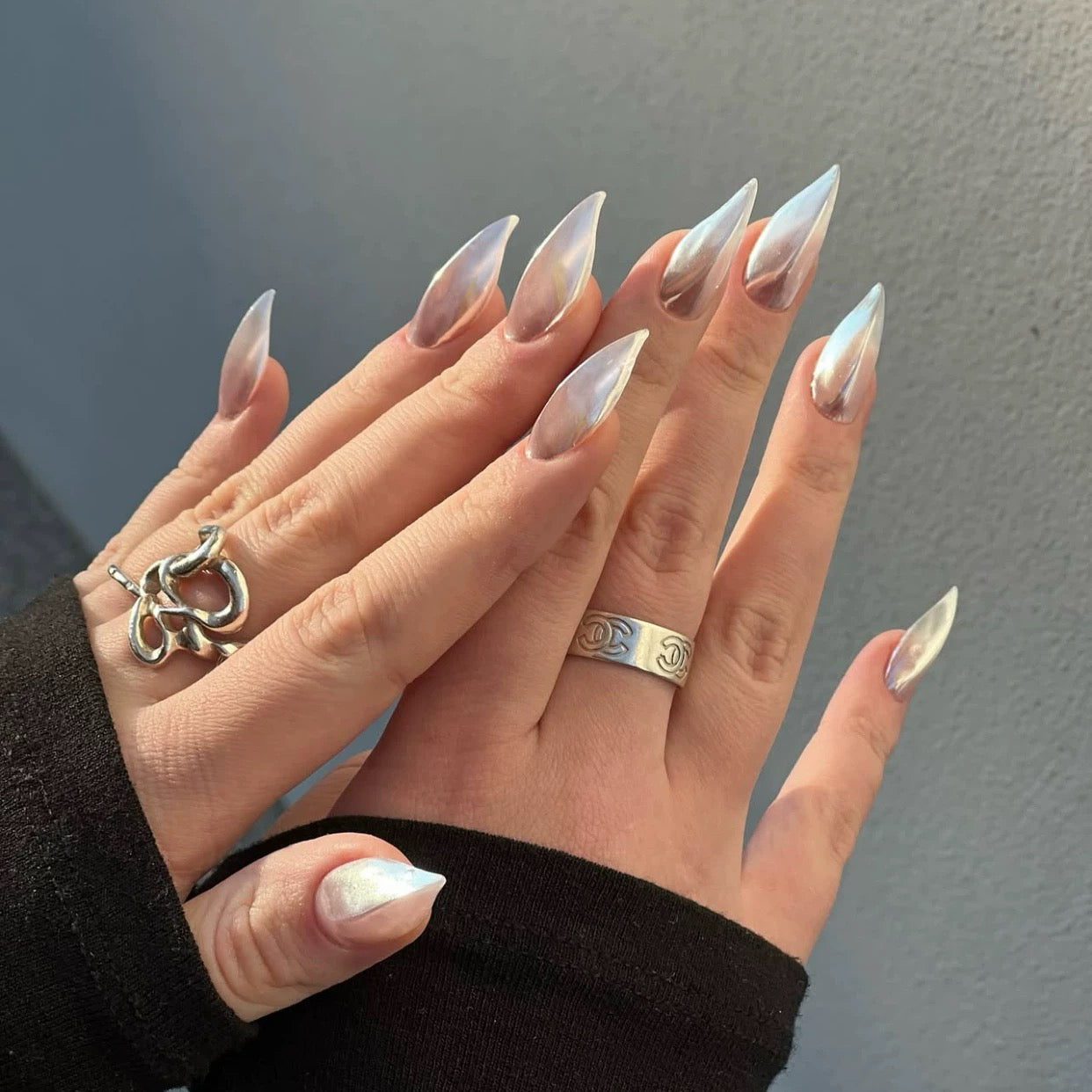 HexClaw | silver press on nails,mirror nails,dragon nails,elegant press on claw nails,claw nails,sharp nails,holiday press on nails
