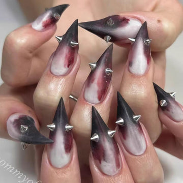 HexClaw | Red and black gradient dragon claw nails, press on claws, gothic claw nails, claw nail studs, halloween nails