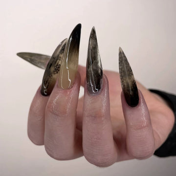 HexClaw | brown nails, black ombre nails,  press on claw nails，nails press on，armor，claw，acrylic nails，werewolf nails,  gothic nails,   talon nails