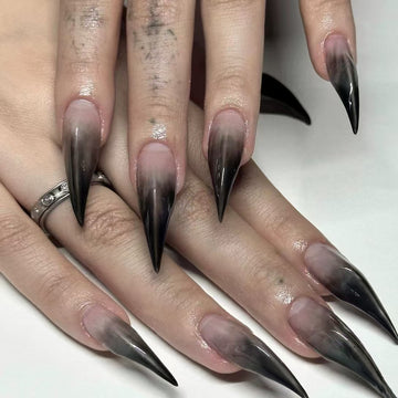 HexClaw | Black gradient werewolf claws , acrylic press on claw nails, gothic nails, anime nails, halloween nails, elegant clawnails