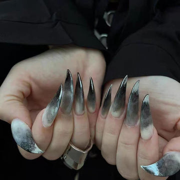 HexClaw | Gray werewolf claw nails, claw press on nails, acrylic nails, anime nails, sharp claws, gothic nails, halloween claw nails