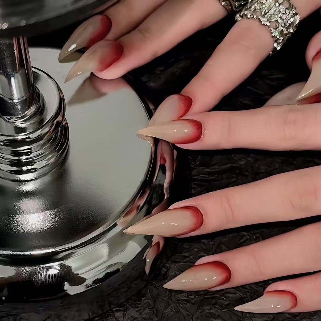 HexClaw | Nude blood-drip witch nails, claw press on nails, acrylic press on nails, nails press on, armor, dragon claw nails, claws, werewolf nail, Y2K nails, halloween nails