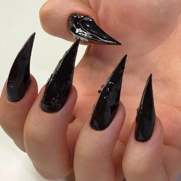 HexClaw | Witchy black-tipped claw nails, acrylic nails, claw press on nails, armor, claw, werewolf nails, dragon nails, gothic nails, anime nails