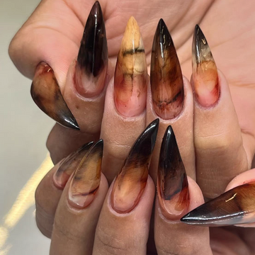 HexClaw | Golden amber wolf claws nails, acrylic press on claw nails, gothic nails, anime nails, halloween nails