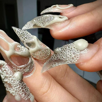 HexClaw | Gray bubble ruins werewolf claws, dragon nails, acrylic press on nails, claw press on nails, werewolf nails, press on nails, claw, armor, anime claws