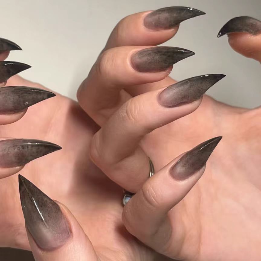 HexClaw | Black gradient dragon claw nails, black press on nails, sharp nails, werewolf claws, claw press on nails, gothic nails, anime nails